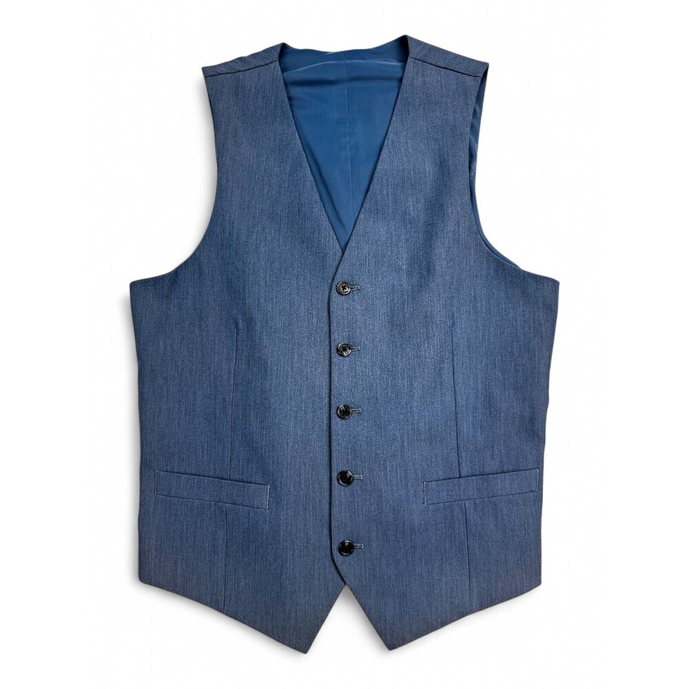 SuitShop Men's Blue Five-Button Suit Vest - Size 38R